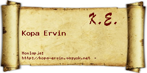 Kopa Ervin névjegykártya